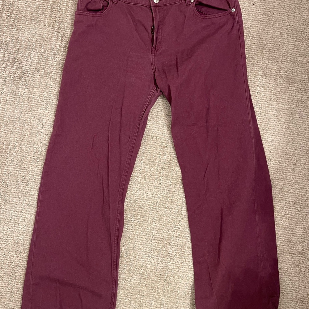 Wide Leg Burgundy Pants Jeans